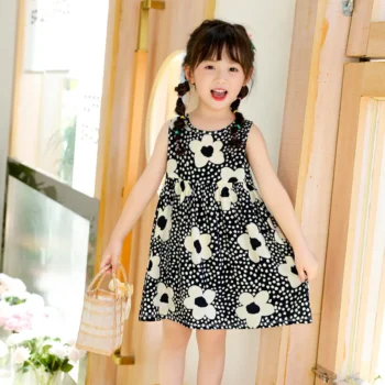 Kids Summer AOP Cotton Silk Dress – Breathable 2026 – Breathable Toddler Sleeveless Best Quality Outfits (1-5 Years)| ChaiPanShop